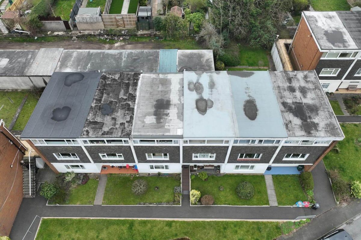 Aerial view of a residential block