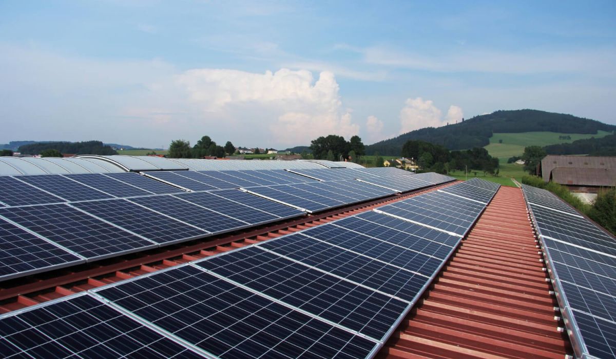 Solar panels on roof