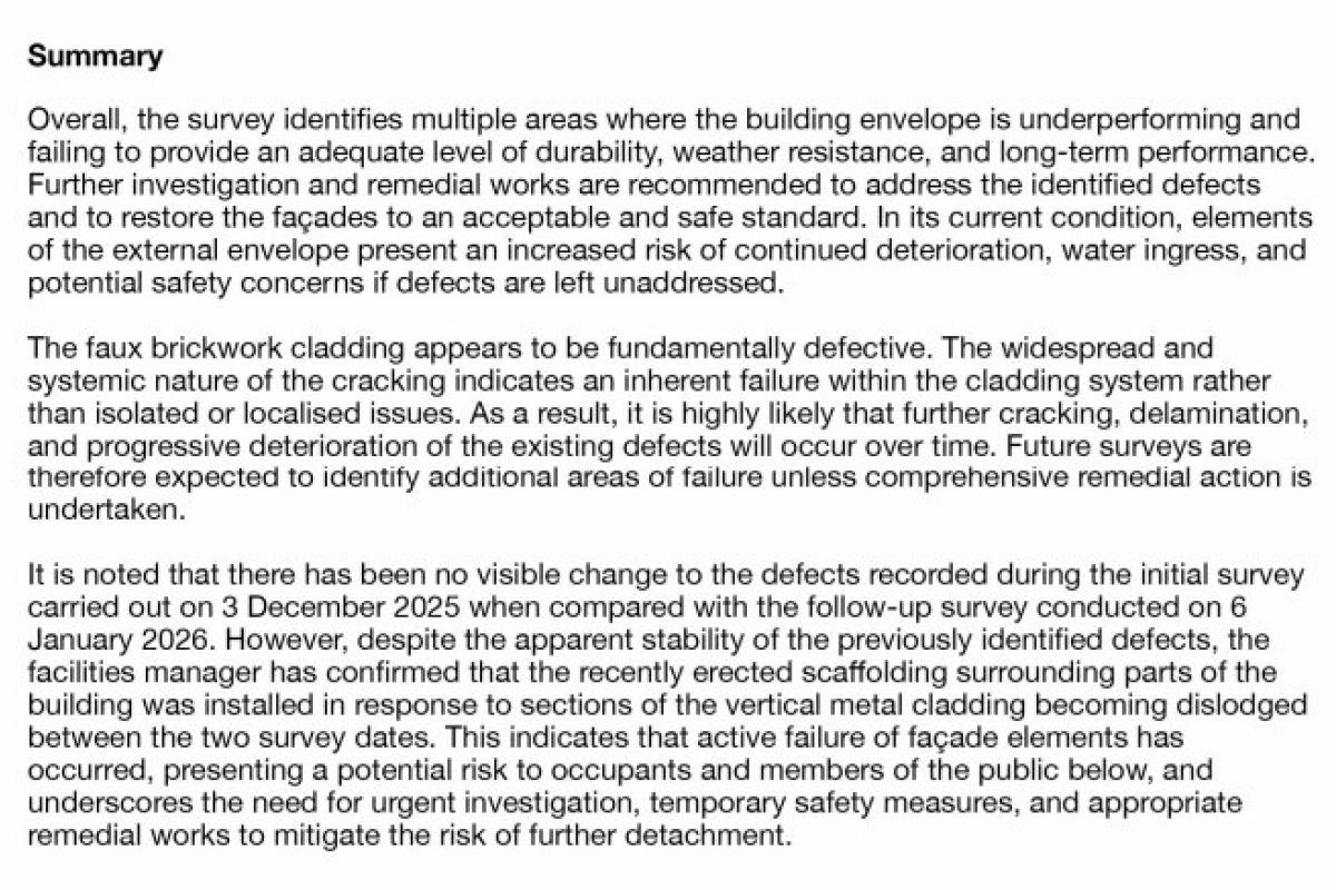 Commercial façade report example