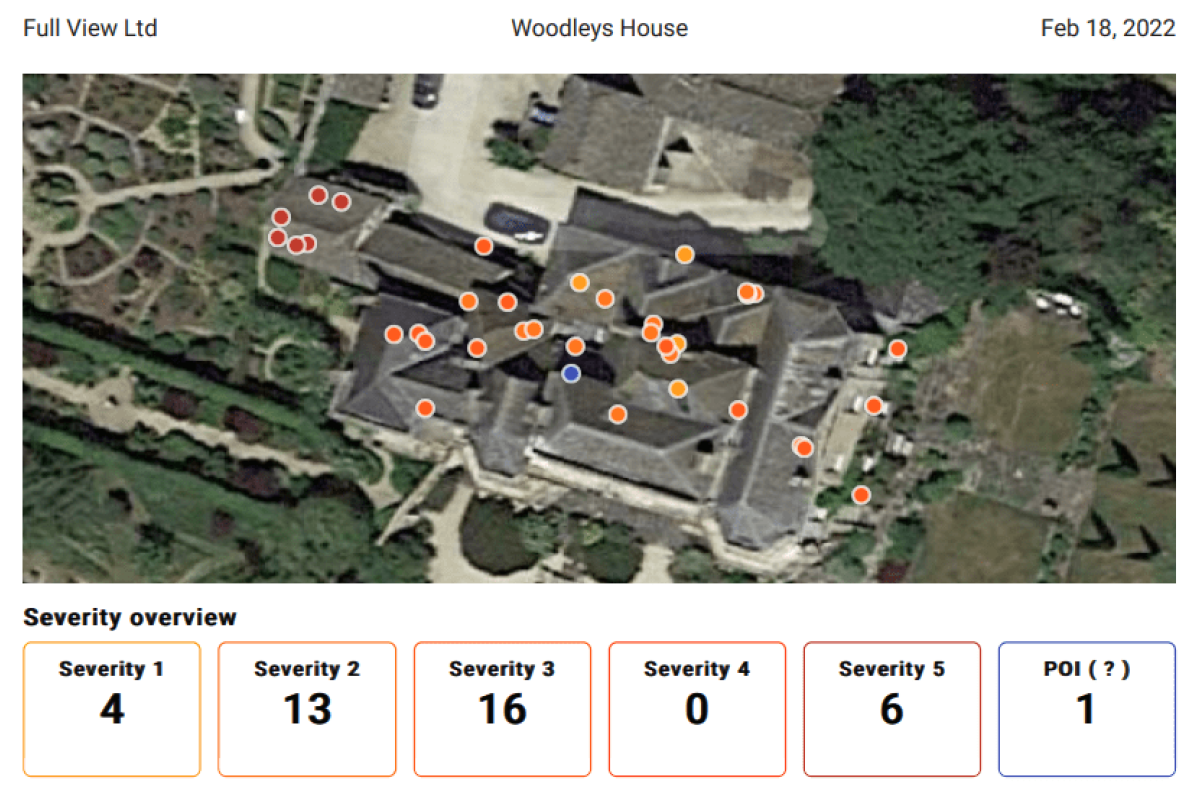 Example data from roof inspection report