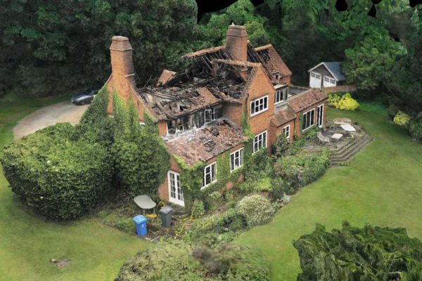 An orthomosaic view of a building 